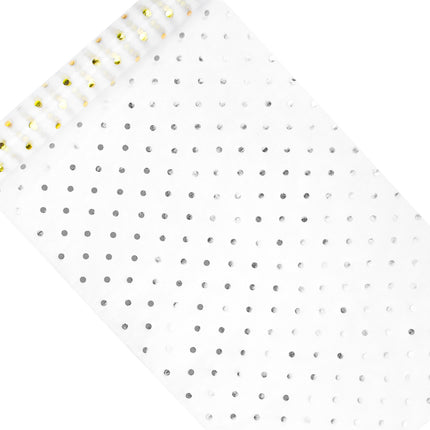 Tessuto di organza bianco a pois dorati 36cm 9m