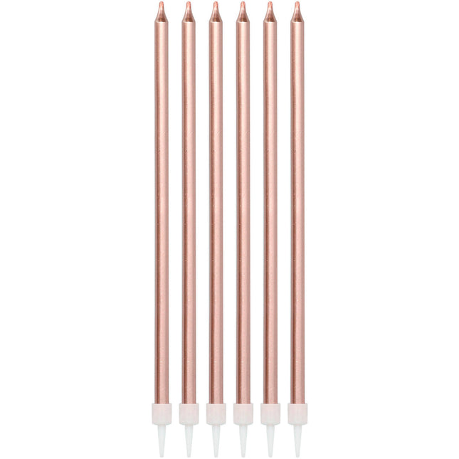 Candele oro rosa 15cm 16pz