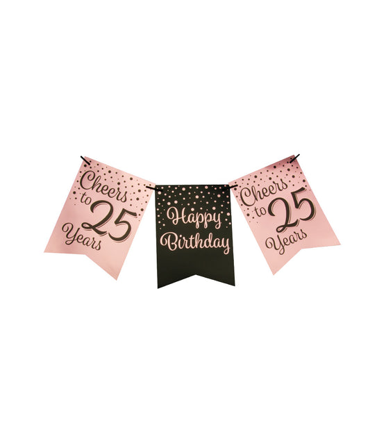 Banner 25 anni rosa nero 6m