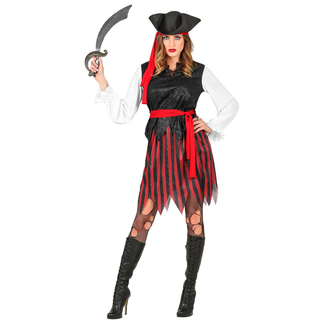 Abito da pirata rosso bianco nero da donna