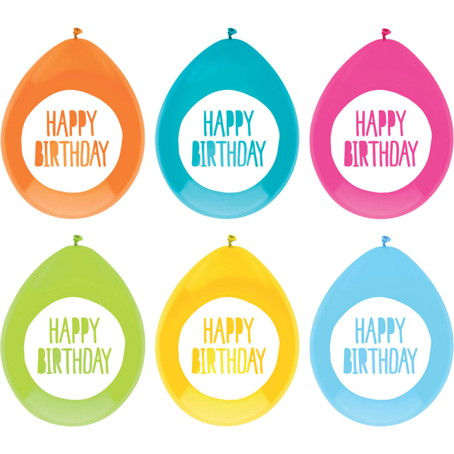 Palloncini Happy Birthday Colorati 30cm 6pz