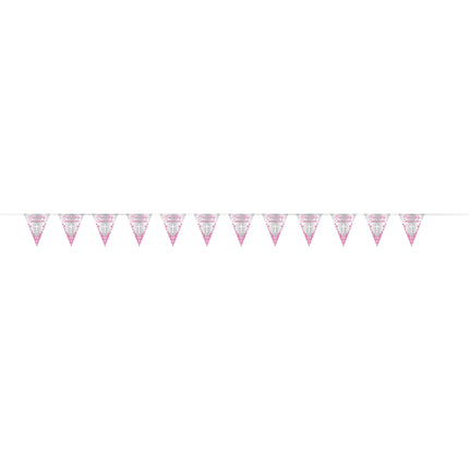 Ghirlanda rosa per feste di battesimo 2,74 m