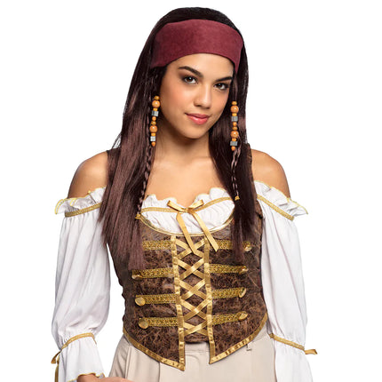 Costume da pirata nero oro donna