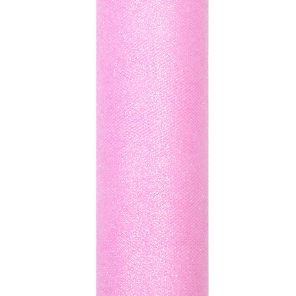 Rotolo di tulle rosa chiaro glitterato 15cm 9m