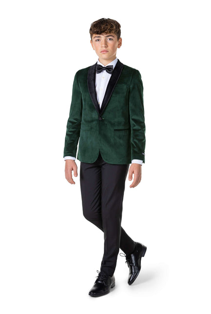 Blazer in velluto verde scuro da ragazzo <tc>OppoSuits</tc>