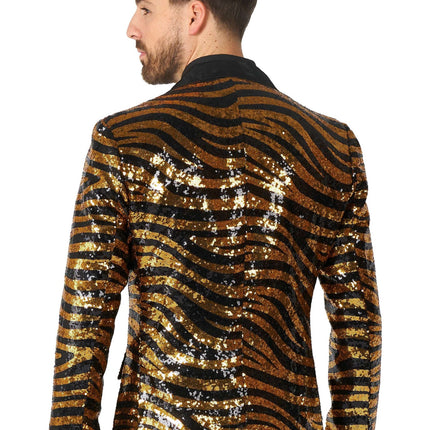 Blazer da uomo in paillet con tigre nera e oro <tc>OppoSuits</tc>