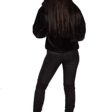 Cappotto di pelliccia blu nero da donna