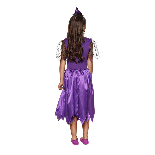 Costume da strega di Halloween per bambino viola glitterato