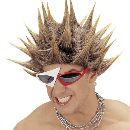 Parrucca marrone bionda Punk