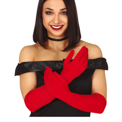 Guanti di Halloween rossi 42 cm