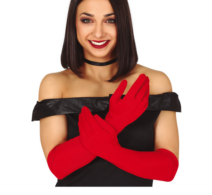 Guanti di Halloween rossi 42 cm