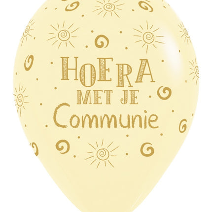 Palloncini Urrà con la tua comunione giallo pastello opaco 30cm 25pz