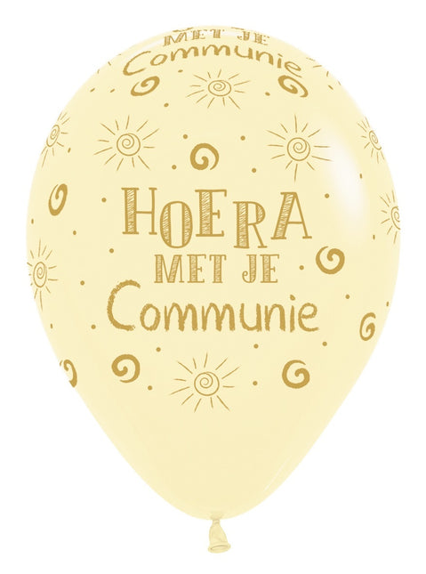 Palloncini Urrà con la tua comunione giallo pastello opaco 30cm 25pz