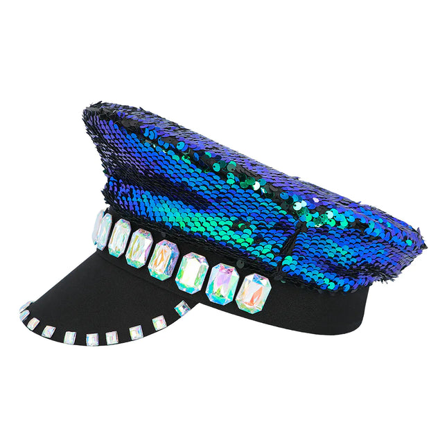 Cappello colorato con paillettes reversibile