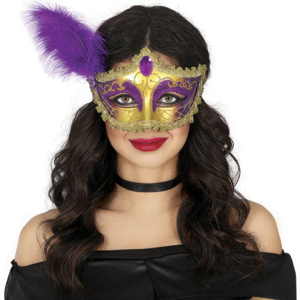 Maschera Veneziana Oro Viola