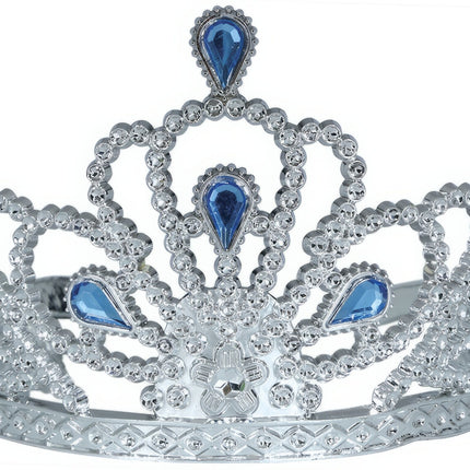 Tiara d'argento per bambina con diamanti blu