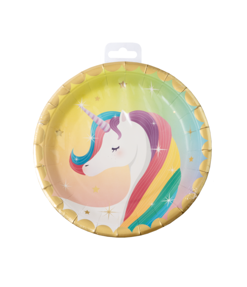 Piatti Unicorno Colorati 23cm 8pz