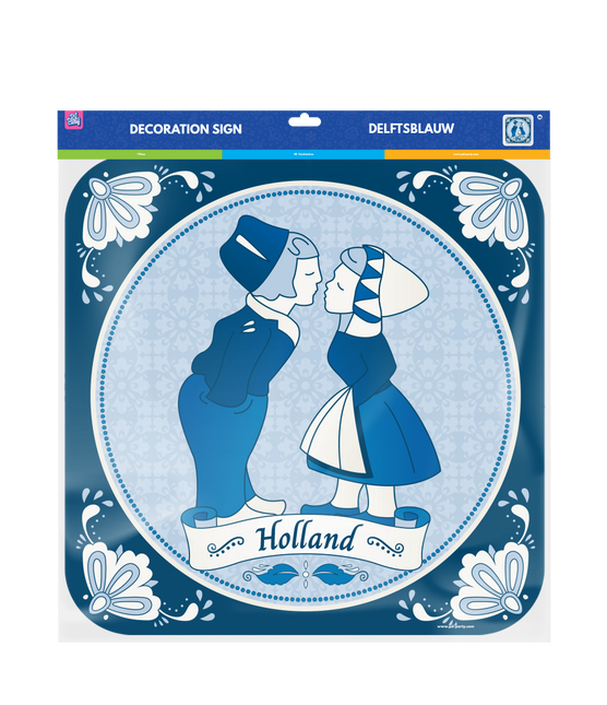 Cartello per porta blu Delft 50 cm