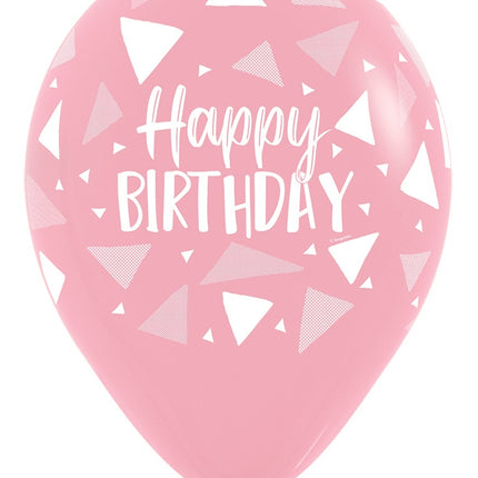 Palloncini Buon Compleanno Triangoli Rosa Mix 30cm 25pz