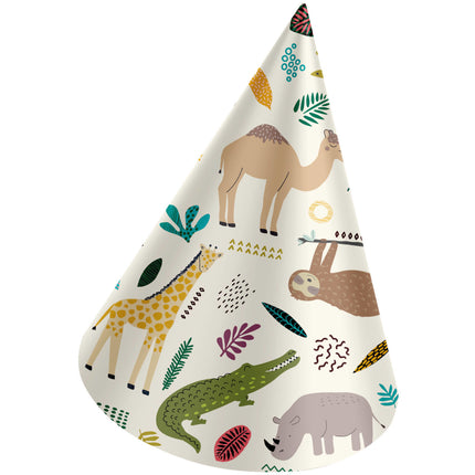 Cappelli di carta per animali della giungla per la festa dello zoo 6 pezzi