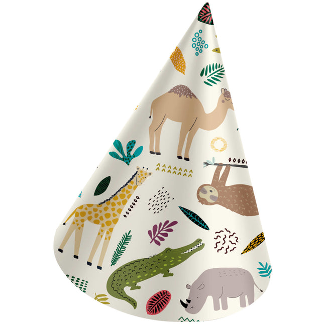 Cappelli di carta per animali della giungla per la festa dello zoo 6 pezzi