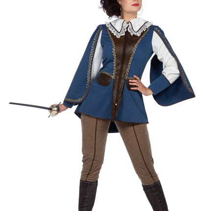 Costume da moschettiere marrone blu da donna