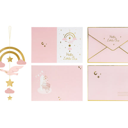Inviti rosa Hello Little One 14x 20cm 11pz