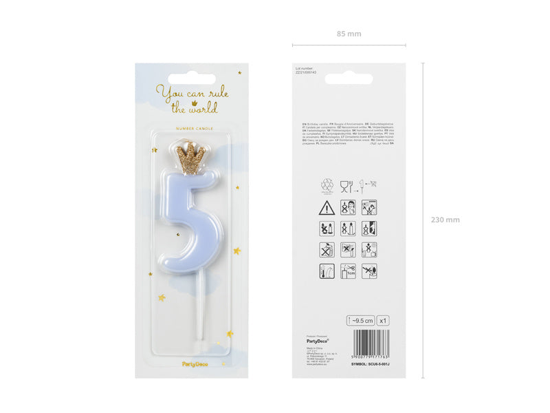Candela 5 anni Azzurro 9,5cm