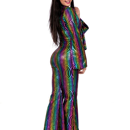 Tuta da discoteca colorata da donna olografica