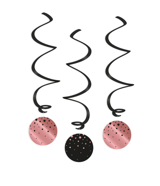 Decorazione da appendere rosa e nera 17 cm