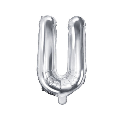 Palloncino in foil Lettera U Argento Vuoto 35cm