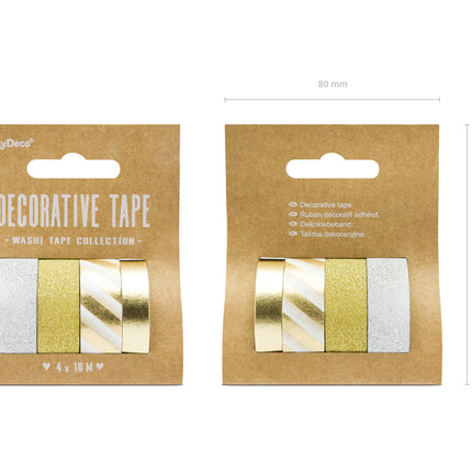 Nastro Washi Oro Bianco 10m 4pz