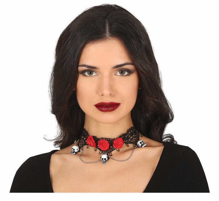 Collana Halloween Testa di Morte Rose