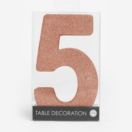 Decorazione da tavolo oro rosa Figura 5 Glitter 20,5 cm