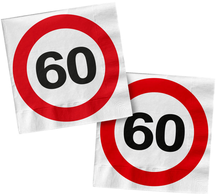 Tovaglioli 60 Years Traffic Sign Square 33cm 20pz
