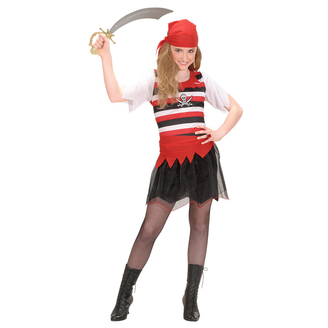 Abito da pirata nero rosso ragazza a righe
