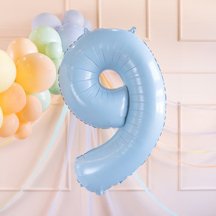 Palloncino figura 9 anni azzurro vuoto 72 cm