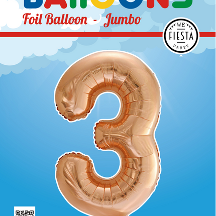 Palloncino in foil Figura 3 Rose Gold XL 86cm vuoto