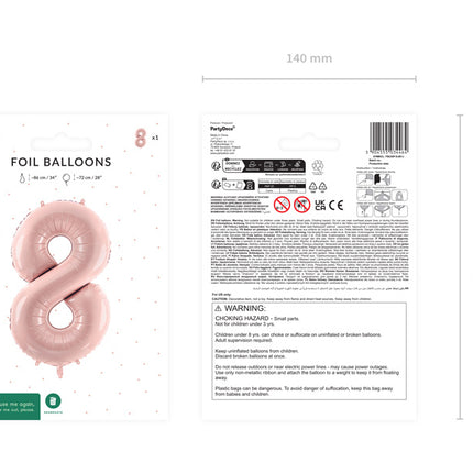 Palloncino a 8 anni Rosa Chiaro Vuoto 72cm