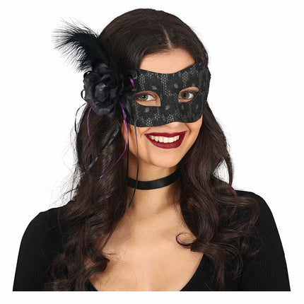 Maschera per gli occhi nera Piuma