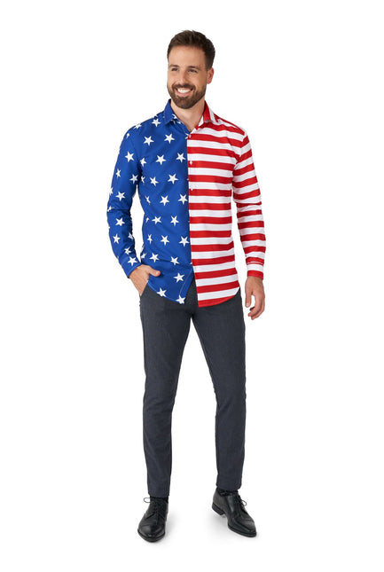 Camicia con bandiera USA da uomo <tc>Suitmeister</tc>