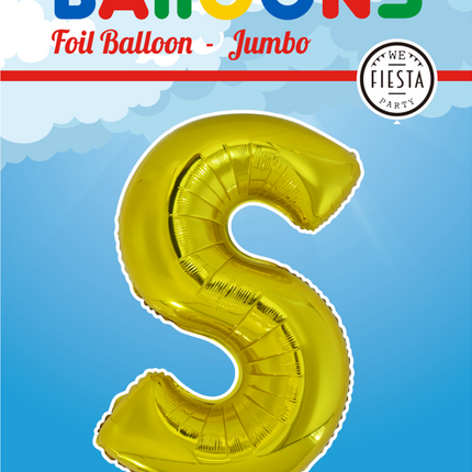 Palloncino in foil Lettera S Oro XL 102cm vuoto