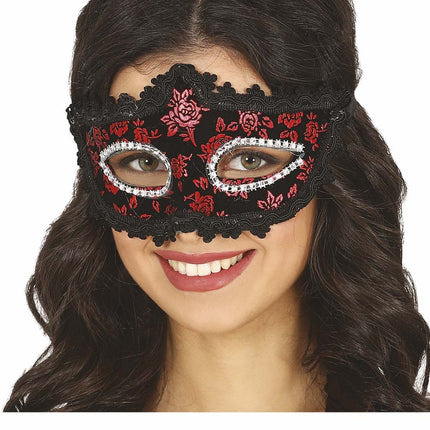 Maschera nera Fiori rossi