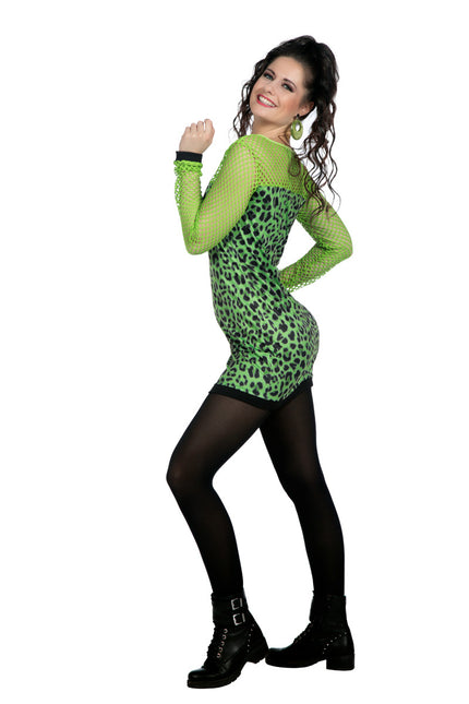 Vestito con stampa pantera verde