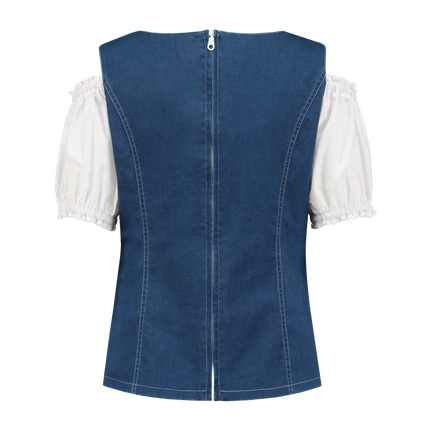 Camicetta bianca blu da donna Trachtenmieder