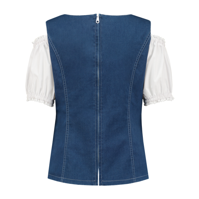 Camicetta bianca blu da donna Trachtenmieder