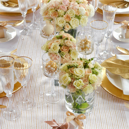 Tessuto Organza Bianco Strisce Oro 48cm 9m