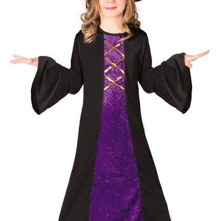 Costume da strega di Halloween per bambino in velluto