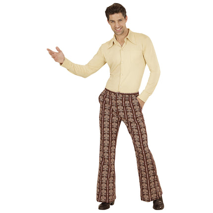 Pantaloni Disco 70S Marrone Uomo Old School