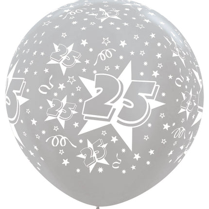 Palloncini Numero 25 Argento 91cm 2pz